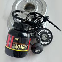 Ensemble de porte-clés créatifs personnalisés pour le fitness, mini bouteille de protéines, kettlebell, plaque de poids, breloques, souvenir de salle de sport, cadeaux pour événements sportifs