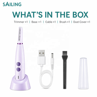Tondeuse faciale pour femmes SE5-1013-2, étanche IPX6, rechargeable, 330 mAh, 480 minutes d'autonomie, portable avec base de charge