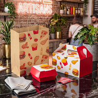 Boîte d'emballage alimentaire jetable personnalisée, écologique, pour poulet frit et hamburgers, boîte à emporter en carton blanc