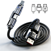 Câble de charge 4-en-1 anti-emmêlement 240W PD 3.1 en silicone liquide, multi-ports USB C vers Lightning, cordon de synchronisation de données 1,5m pour le voyage