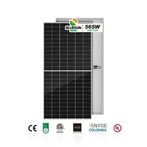 Painel solar monocelular Bluesun meia célula com certificado TUV CEC 500W 565w Painel solar monocristalino de 500W com 25 anos de garantia