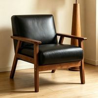 Fauteuil lounge moderne en cuir capitonné avec structure en bois massif, fauteuil rembourré pour salon, mobilier d'appoint, vente en gros, style personnalisé OEM