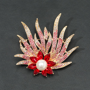 เข็มกลัดประดับมุกและเพชรพลอยรูปดอกปะการัง สำหรับเสื้อผ้า แจ็คเก็ต สูท และเครื่องประดับอื่นๆ สำหรับผู้หญิง - Product Image 2