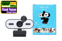 Webcam USB à mise au point automatique avec anneau lumineux tactile, caméra d'ordinateur HD 1080P/2K/4K avec micro et cache de confidentialité pour appels vidéo sur PC et ordinateur portable