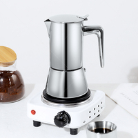 Ensemble de 3 cafetières Moka Tenrey de style italien, en acier inoxydable 304, avec tasses à double paroi