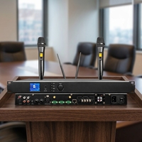 Amplificateur de Conférence IoT DSP 200W DSP-2200AI 2 Canaux Anti-Microphonicité Ampli de Puissance 2 Micros UHF BT USB RS485 IP Cloud pour Salle de Réunion