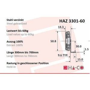 Accuride Full Extension Telescopic <b>Drawer</b> <b>Slides</b> 3301 60 Steel - Product Image 4
