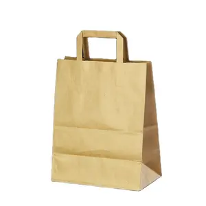 Logo Stampato su ordinazione Marrone Kraft Mestiere Del Regalo Shopping Bag Di Carta Con Maniglie