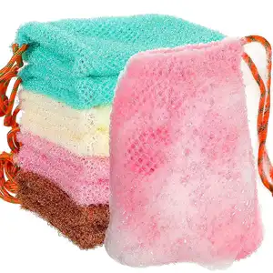 Mesh Soap Scrubber Pouch Net Mesh Bags Exfoliating Bubble Foaming Soap Bag Organic Hand-Made Sial Soap Holder