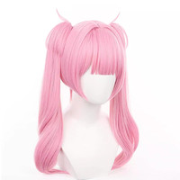 Lien clic Li Tianxi Cosplay perruque 55cm de long bouclés deux queues de cheval rose Anime perruques synthétiques résistantes à la chaleur