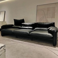 Wohnzimmer 2-Sitzer Couch für Kleine Räume Indoor Ecksofa Set Möbel Luxus Relaxsessel Moderne Schwarze Leder Loveseat