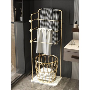 Porte-serviettes scandinave de luxe en plastique à 3 barres, étagère autoportante pour rangement de salle de bain - Product Image 5