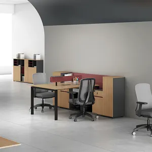员工组合工作站木制财务电脑桌办公室带储物