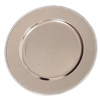 Assiettes de présentation rondes en plastique perlé argenté et doré métallisé pour mariage en gros