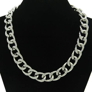 Full of Diamonds Three-dimensional <b>Cuban</b> <b>Chain</b> Necklace, Hipster Popular Cool Personality Necklace Women Tanjing Fashion - Product Image 5