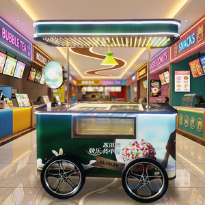 Customized Logo with Top Light Commercial Snack Fruit Food Truck Trolley Mobile Commercial Street Vending Cart Ice Cream Cart - Product Image 1