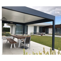 Pergola murale 4x4 avec toit en aluminium résistant aux rongeurs pour l'extérieur