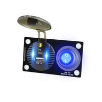 Chargeur de voiture rapide 12V QC3.0 PD avec panneau de prise et interrupteur à bascule LED simple, double port de charge rapide 18W+18W pour camping-car, bateau, VTT, UTV, marine