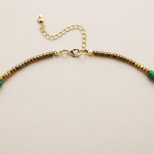 Collier en perles de rocaille avec pendentif goutte d'eau en turquoise naturelle, en alliage de cuivre, bijoux de fête, couleur Vénus, forme goutte d'eau - Product Image 4