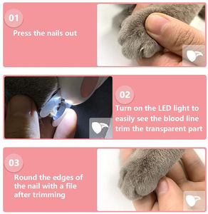 مقص أظافر آمن للقطط والكلاب-أظافر بإضاءة ليد للأظافر الداكنة ، غطاء شفرة & طاحونة كهربائية 2 في 1 - Product Image 6