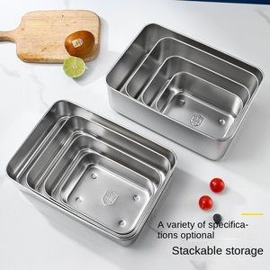 Nhật Bản Phong Cách 316 Thép Không Gỉ Tủ Đông Box Với PP Nắp Tươi Giữ Thực Phẩm Hình Chữ Nhật Hộp Lưu Trữ - Product Image 3