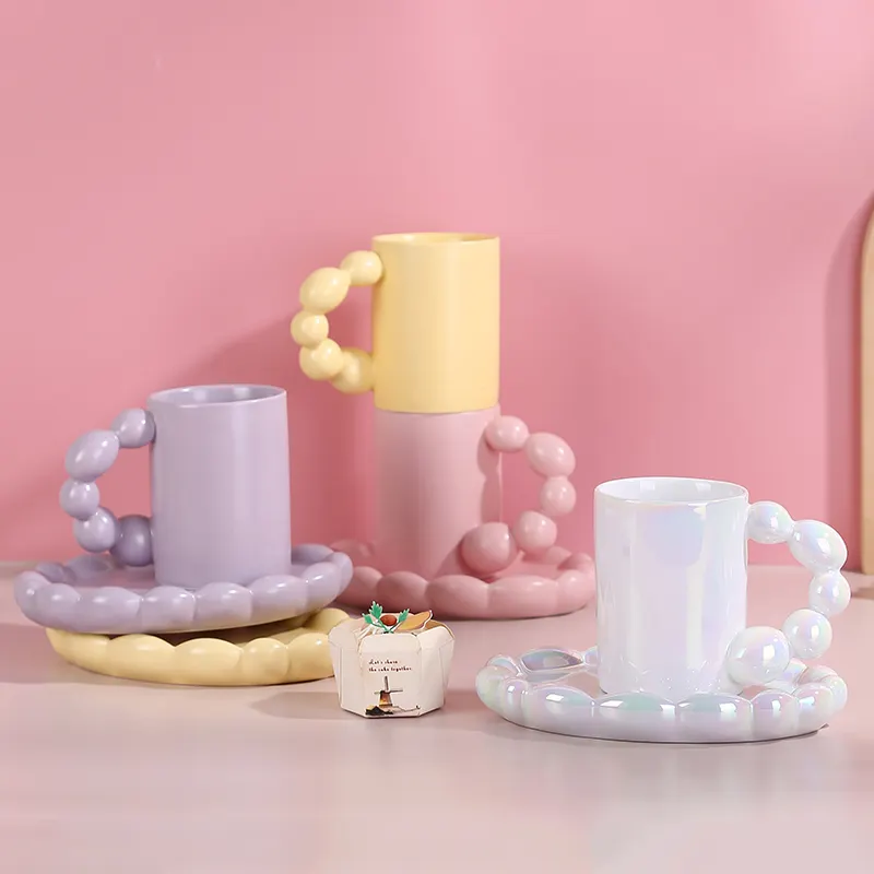 Taza de cerámica con esmalte mate de estilo nórdico, taza de café y té personalizada con platillo, regalo de cumpleaños y Navidad, única y moderna, novedad