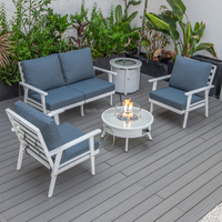 Ensemble de canapés modernes de luxe en aluminium avec table de foyer pour l'extérieur, patio, jardin, hôtels, villas, restaurants, parcs