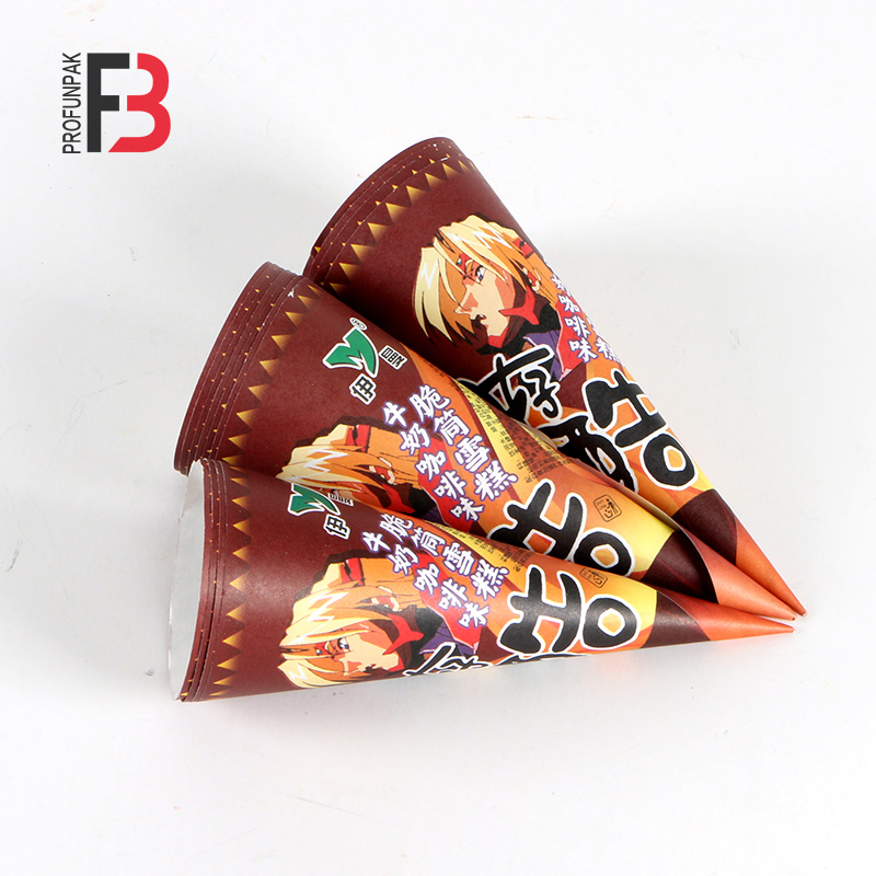 cone paper cup ice cream rolled sleeve with printed