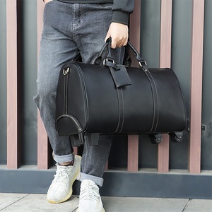 Sac de voyage en cuir véritable à roulettes grande capacité pour homme - Product Image 3