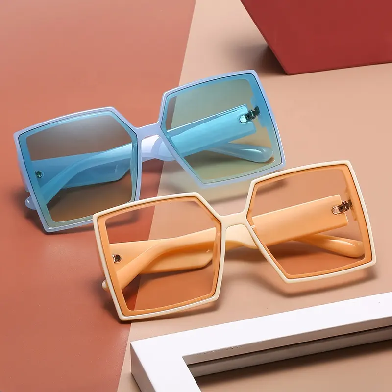 2022 패션 UV400 사용자 정의 로고 광장 큰 프레임 블랙 음영 럭셔리 브랜드 태양 안경 대형 강 선글라스