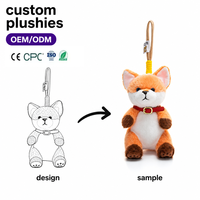 Porte-clés en peluche renard, pendentif animal mignon en peluche, jouets en peluche renard, vente en gros, fabricant de porte-clés en peluche personnalisés