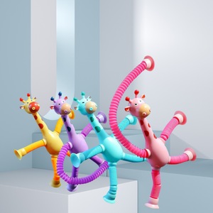 Giraffe Telescopic Tube <b>Toy</b> Plastic <b>Suction</b> Cup Fidget <b>Toy</b> For Kids Age 2 To 4 Years Unisex Decompression <b>Toy</b> - Product Image 2