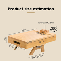 Plateau de canapé réglable en bois avec tiroir et support pour téléphone pour le rangement sur l'accoudoir du canapé et table à collation