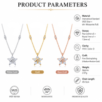 Collier étoile en moissanite 6A+ VVS1 couleur D, pendentif en argent sterling 925 taille poire, cadeau de mariage pour femme