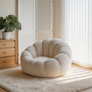 Funda de Sofá Individual Estilo Calabaza de Felpa Teddy, Creativa y Moderna, Extraíble y Lavable, para Sala de Estar o Dormitorio - Product Image 3