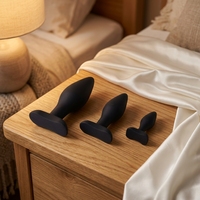 Ensemble de trois plugs anaux coniques en silicone noir, étanche, écologique, jouet sexuel pour adultes pour la masturbation sans effets secondaires