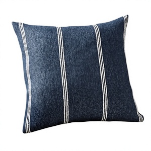 <b>INDIAN</b> TEXTILES H/L Striped Square <b>Throw</b> Pillow Cover Linen Cotton Woven Minimalist Design Washable Envelope Closure - Product Image 1