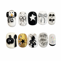 Collection de Noël RTS : Magnifiques faux ongles de luxe faits à la main, à presser, avec breloques, pour l'art des ongles