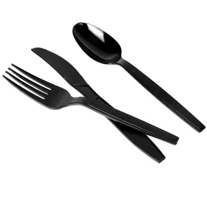 Restaurante descartável envolvido individualmente plástico talheres conjunto ps garfos colher faca plástico utensílios