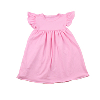Robe d'été pour bébé fille en coton tricoté uni avec manches bouffantes, longueur genou, pour petites filles