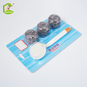 Depurador de alambre de acero inoxidable SS410 <span class=keywords><strong>Estropajo</strong></span> de materia prima Bola de limpieza de cocina con <span class=keywords><strong>mango</strong></span> extraíble - Product Image 4