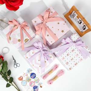 80g Disposable Coated Silicone Virgin Shiny <b>Pink</b> Glossy Art <b>Paper</b> Gift <b>Wrap</b> Dots - Product Image 2