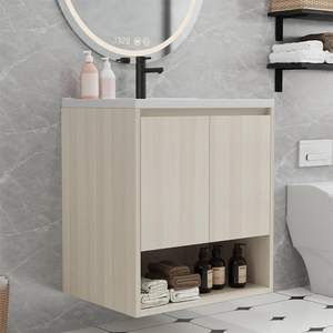 Combohome Custom Built Bathroom <strong>Cabinet</strong> Walnut 48 Inch Bathroom Vanity <strong>Under</strong> <strong>Sink</strong> Vanity Unit With Side <strong>Cabinet</strong> - Product Image 1
