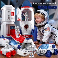 Jouet de Modélisme Aérospatial pour Enfants, Fusée Sonore et Lumineuse, Voiture d'Exploration Spatiale à Inertie, Maison de Jeu en Plastique, 4-6 Ans, Unisexe