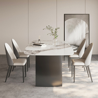 Table de salle à manger en pierre frittée, meuble de restaurant de villa de style minimaliste moderne pieds en acier inoxydable table à manger