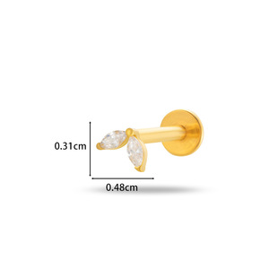 R.Gem. <span class=keywords><strong>Piercing</strong></span> <span class=keywords><strong>de</strong></span> <span class=keywords><strong>Titanio</strong></span> F136 Tipo Push-in <span class=keywords><strong>de</strong></span> Tamaño Pequeño con Diseño <span class=keywords><strong>de</strong></span> Mariposa y Luna, Venta al por Mayor - Product Image 5