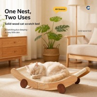 Canapé-lit pour chat en bois massif avec griffoir en sisal, griffoir intégré 2 en 1, nid pour chat