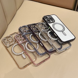 Luxury Bling Rhinestone Magnetic Clear <b>Phone</b> Case For iPhone 17 16 Pro Diamond Camera Lens <b>Protector</b> Electroplated Mobile Cover - Product Image 2