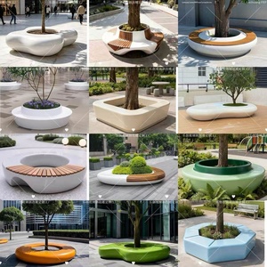 Asiento de FRP para árboles, para jardín y paisajismo, asiento envolvente para árboles, para macizos de flores, para plazas escolares, jardinera de madera anticorrosión - Product Image 3