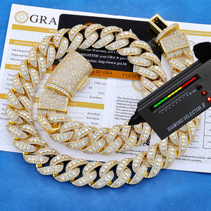 Avrupa Amerikan Hip-hop Sınır Ötesi 22mm Mozanit Küba Zinciri Altın Erkek Kolye Yüksek Kalite Trend Takı - Product Image 1